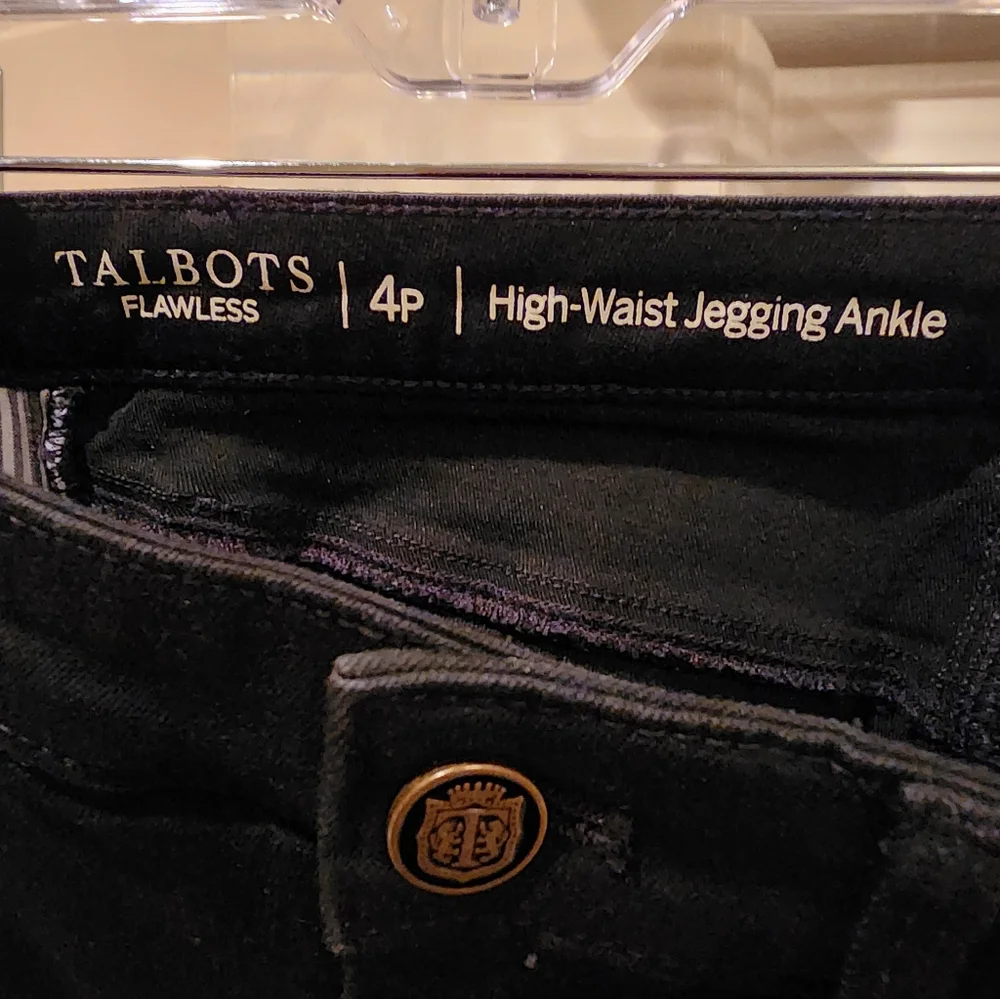 TALBOT'S BLACK FLAWLESS 4 PETITE HIGH WAIST JEANS JEGGING ANKLE EUC - Picture 3 of 6